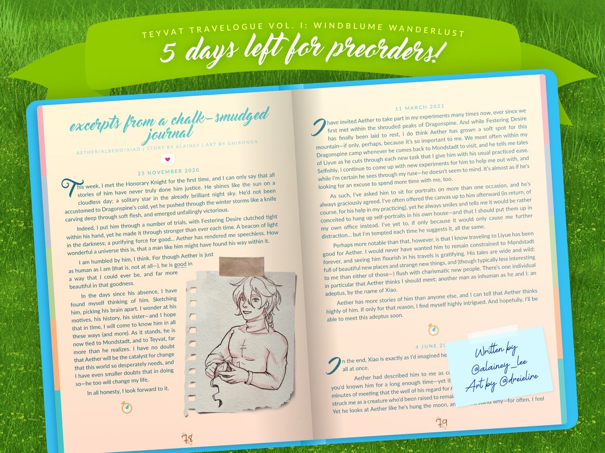 🧭 5 DAYS LEFT FOR PREORDERS🧭

With just 5 days left of our time in Mondstadt, we can reminiscence on our visit with another page preview!

If you haven't already heard, eligible preorders now include a Digital Concept book from our stretch goal campaign.

Links below ⤵️