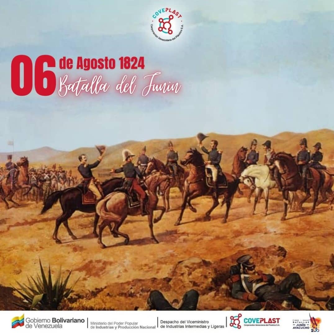 COVEPLAST's tweet photo. La Batalla de Junín, comandada por el Libertador Simón Bolívar, abrió los caminos para la independencia absoluta del Perú, permitiendo la expulsión total de los conquistadores españoles, asegurando más adelante la victoria en Ayacucho. https://t.co/KueANgmwKi