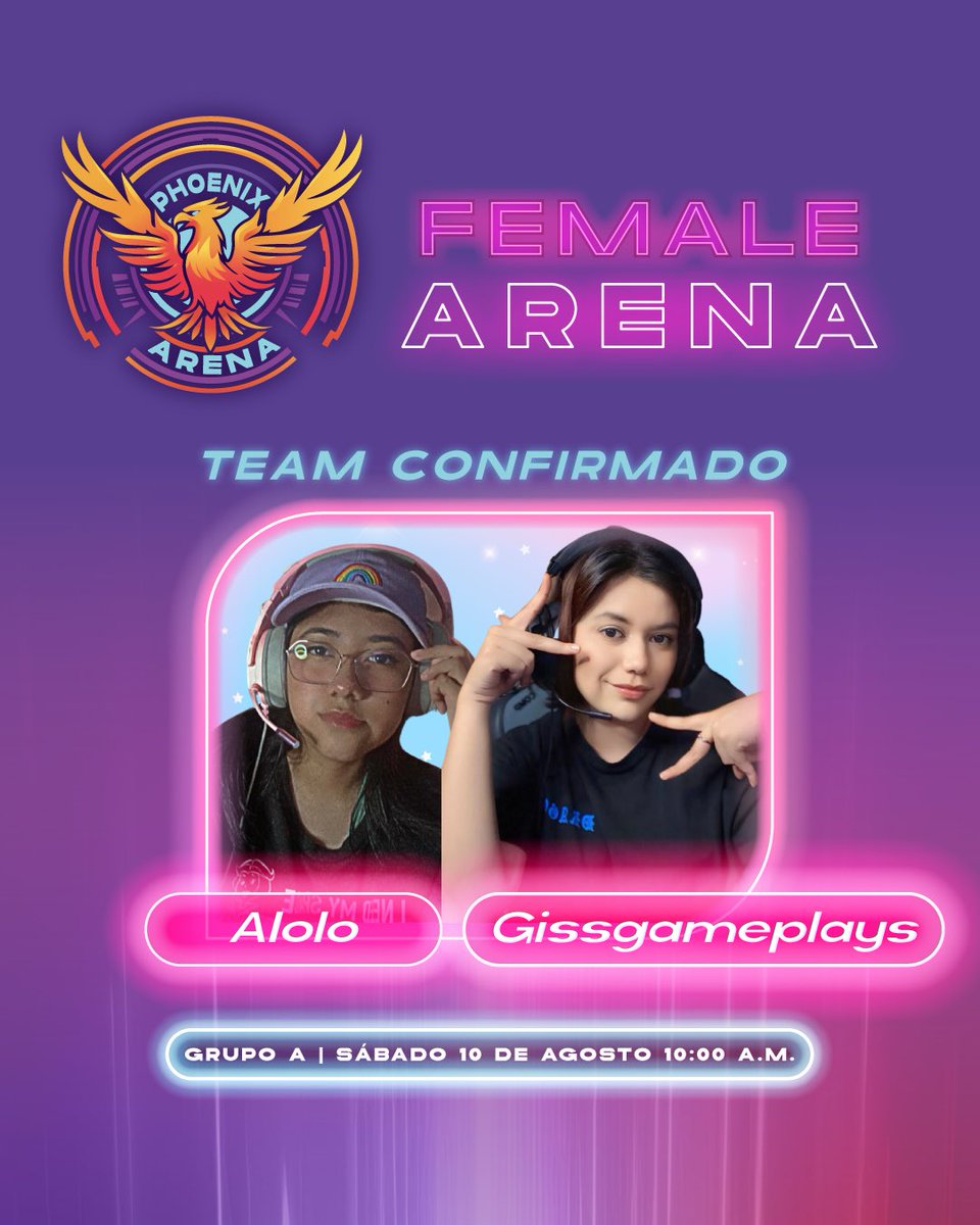 PhoenixArenaGG's tweet photo. ¡Bienvenidas @Alolo_MB y @gissgameplays Al Phoenix Female Arena! 
🌟 Prepárense para la acción en Warzone. 

¡A darlo todo en la arena! 🎮🔥 #PhoenixFemaleArena #Warzone #GirlGamers https://t.co/q3PhM2DBSW
