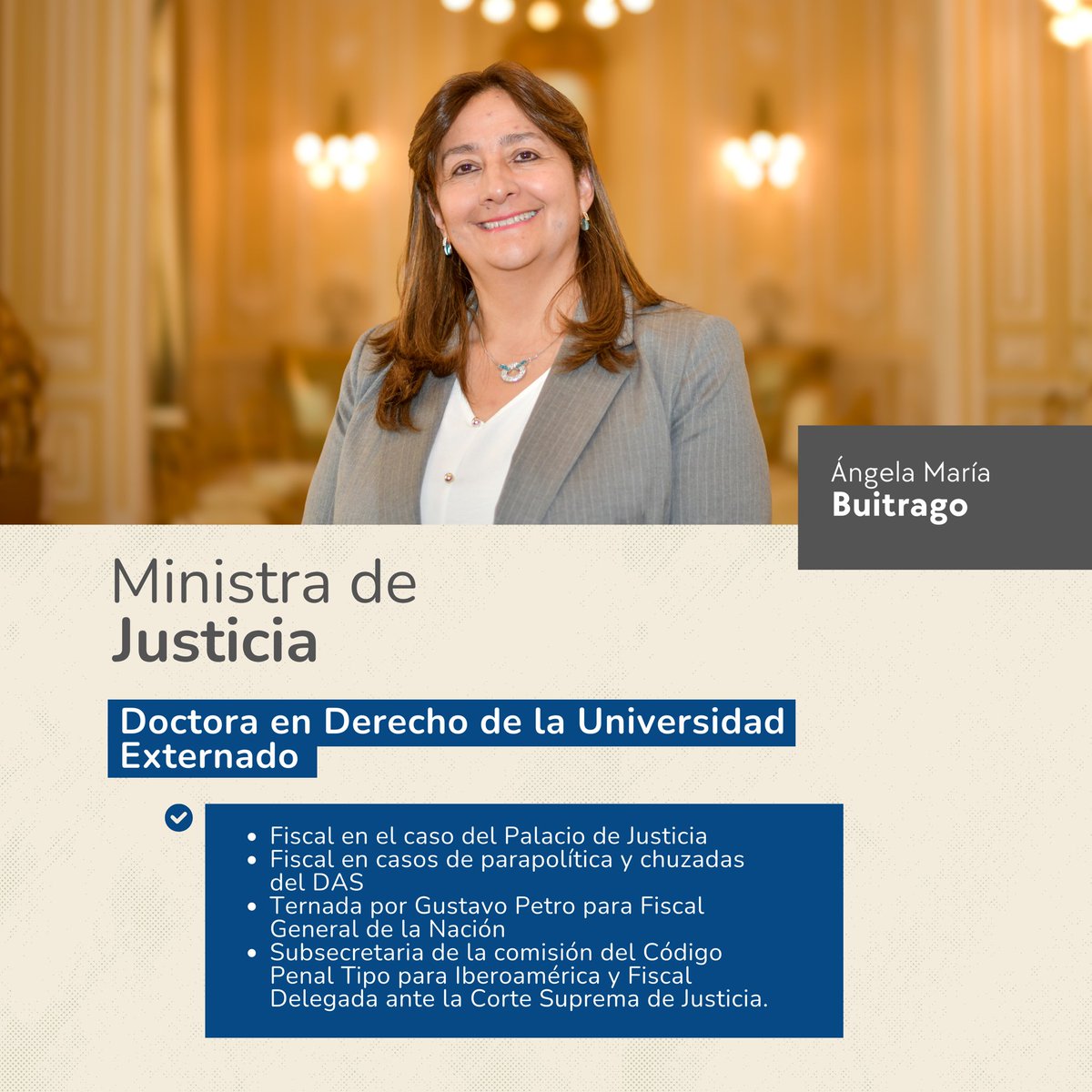 Con gran entusiasmo, les presentamos a los nuevos ministros que se unieron al gabinete del gobierno colombiano.

Juntos, avanzaremos hacia un futuro donde los sueños de todos los colombianos se hagan realidad.

¡Bienvenidos al equipo que transformará a Colombia!