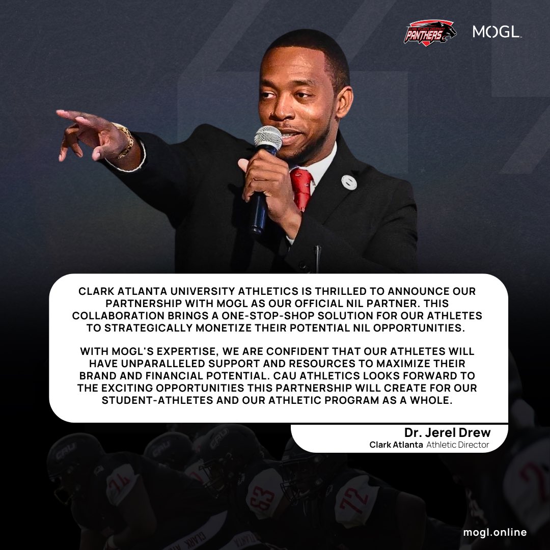 Welcome to the team!! 🤝🔥 <a href="/CAUAthletics/">Clark Atlanta Panthers 🐾</a>

We’re pumped to be working with Clark Atlanta student athletes to provide them access to NIL deals, educational resources and much more to make navigating NIL a breeze.

Read more about our partnership here: mogl.online/blog/clark-atl…

#NIL