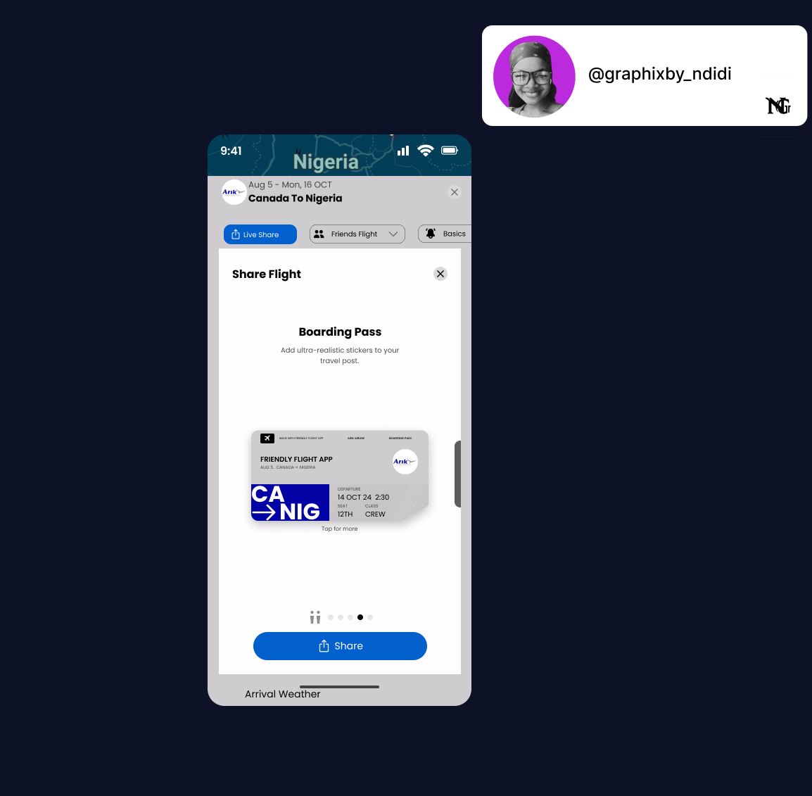 Auradesigner1's tweet photo. Day 23: Boarding Pass for trip

Every part of this design was easy 

except the card section...
But I still faced it and finally designed it.

Designing every single day until I land a gig😎
#UIChallenge #Day23 #boardingpass #UIDesign #UXDesign #DailyUI #100DaysOfUI https://t.co/d8vX0wPqxm