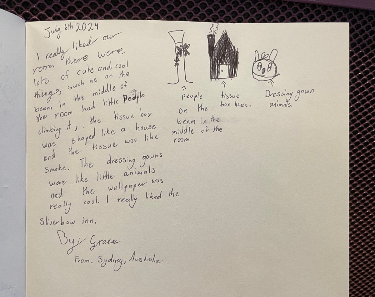 silverbowinn's tweet photo. Across continents and oceans, sweet memories are made here at Silverbow! 🌍

A little adventurer from Australia left a heartwarming message in our Guest Book, reminding us that it's not just the big things, but the little Silverbow touches, that make visits here truly special. 📖 https://t.co/3qkncJ1ZP7