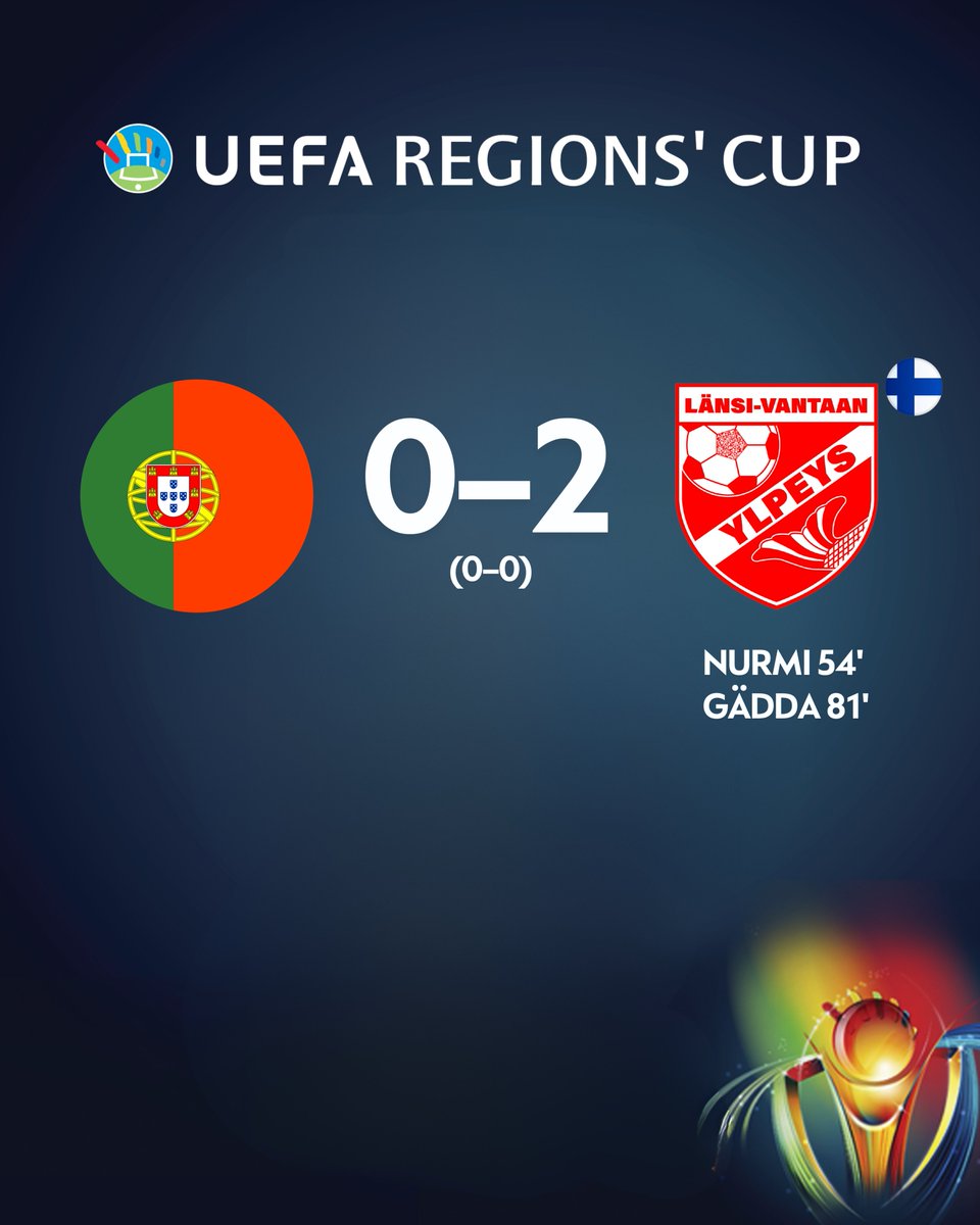 Suomi kaataa Portugalin ja voittaa lohkonsa! Länsi-Vantaan Ylpeys matkaa UEFA Regions' Cupin lopputurnaukseen ensi kesänä! 🇫🇮

Kyseessä on ensimmäinen kerta, kun Suomen edustaja etenee UEFA Regions' Cupin lopputurnaukseen.

#RegionsCup #SuomenCup