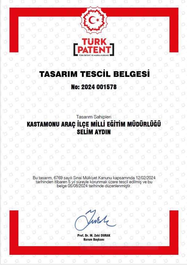 aracmem's tweet photo. PROJEMİZE TÜRK PATENT VE MARKA KURUMU TARAFINDAN TASARIM TESCİL BELGESİ ....  

Her öğrencinin bir değer ve ortaya çıkarılabilecek bir yeteneği olduğu unutulmamalıdır.

@kastamonumem 
@kastamonuvalilk
@hasangumus78 
@ebubekirsavasci 
@mebtegm 
@ARACKAYMAKAM37 
@37Arge https://t.co/o4HrD9IiBB