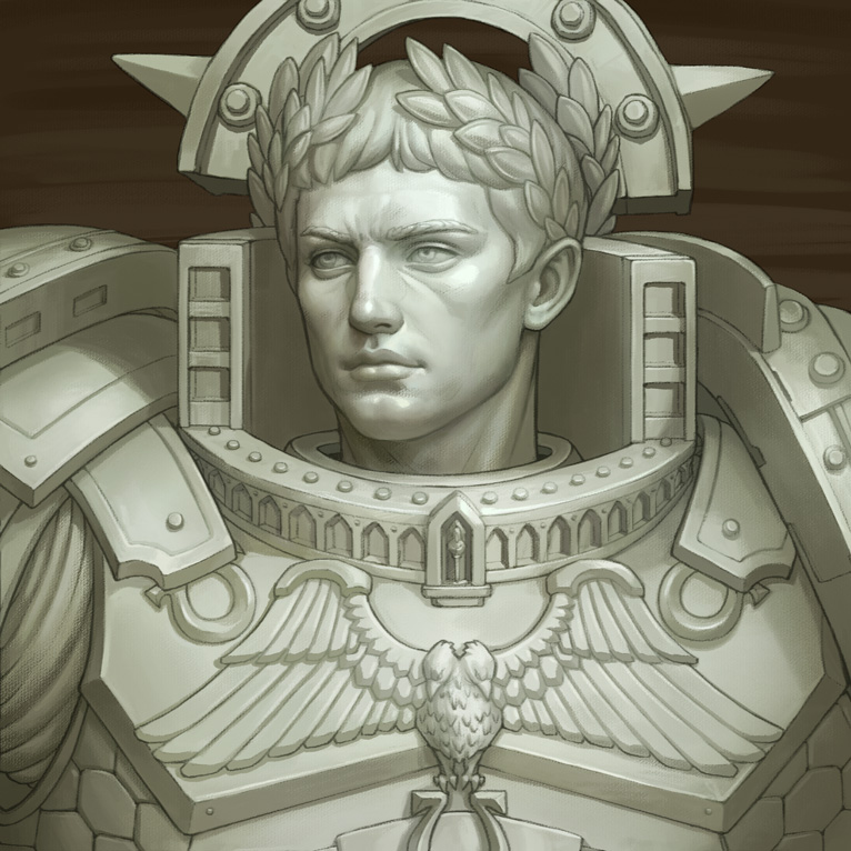yangzheyy's tweet photo. This is the marble portrait of Guilliman and El'Jonson that was previously drawn for sjax001~ #warhammer40k https://t.co/qz3SYUqDSw