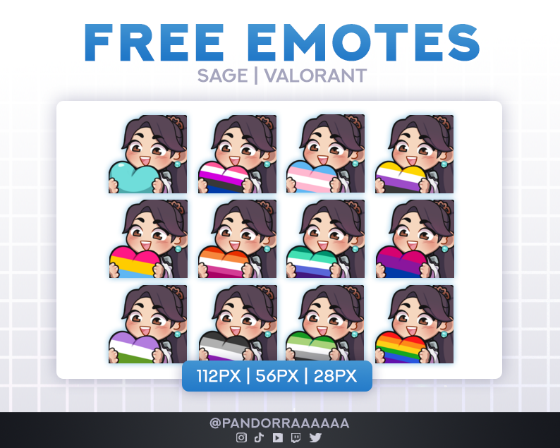 PandorraAAAAA's tweet photo. FREE VALORANT EMOTES 
🔗in🧵⤵️

🩵 Sage Panic
🩵 Sage Heart/Love 
(Including Pride Versions🏳️‍🌈)  

[7/24 Agents Complete] #valorantart https://t.co/0tlT6lLojh