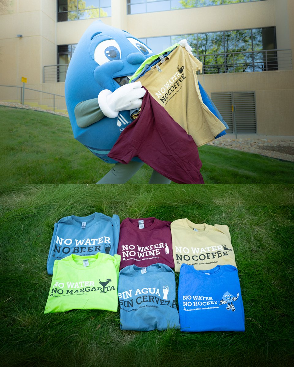 awwa's tweet photo. 🎉 Join Eddy in celebrating #WaterEquation’s Summer T-Shirt Sale! 🌞👕
For a limited time, snag our exclusive ‘No Water, No ___’ t-shirts for just $15! 💧 Every purchase helps fund youth programs in the water community. Don’t miss out! 🌊💙
🔗https://t.co/eMNO6wDqH7 https://t.co/c1uDv7SrN2