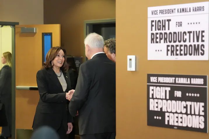 When Vice President Harris made history by visiting Planned Parenthood in Minnesota, guess who welcomed her?

Governor Tim Walz.