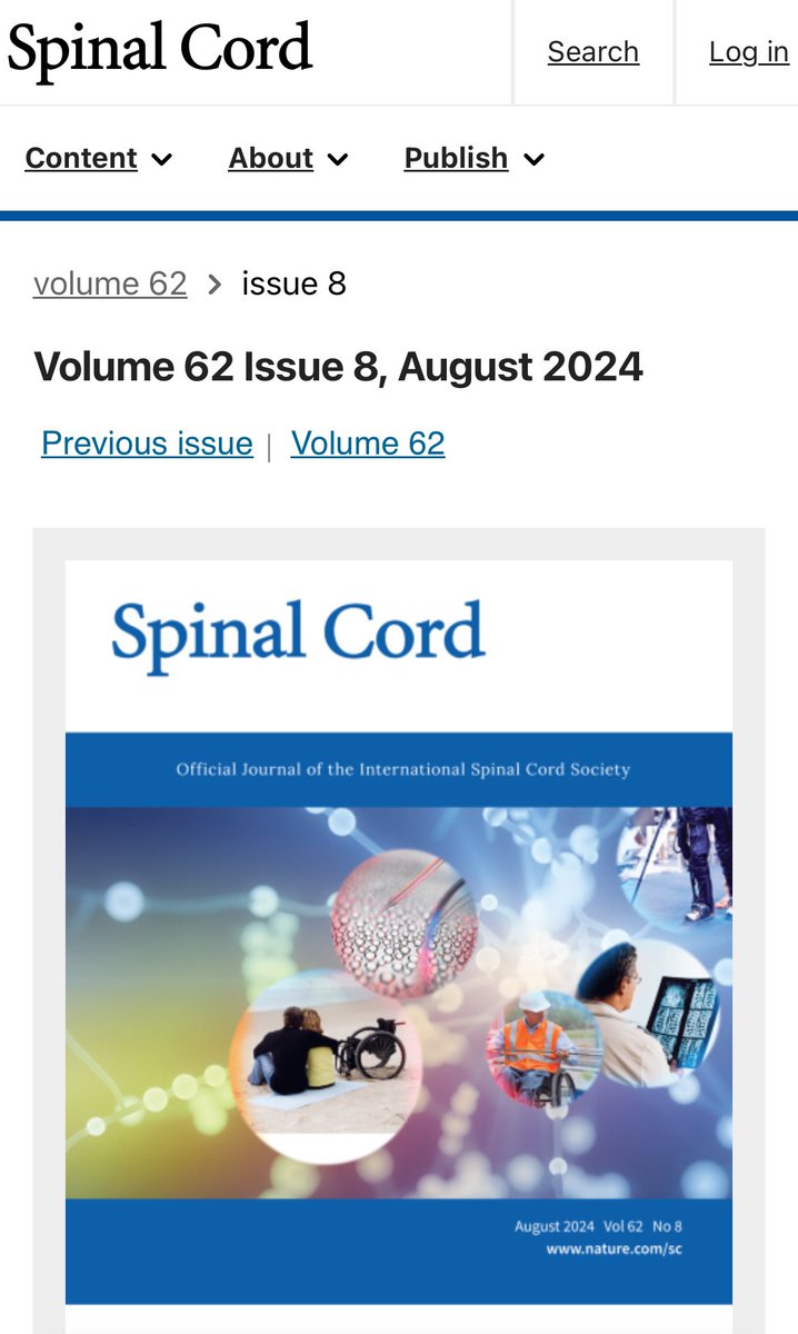 The August 2024 issue of #SpinalCord is online! You can read all the papers of this issue ➡️ nature.com/sc/volumes/62/…