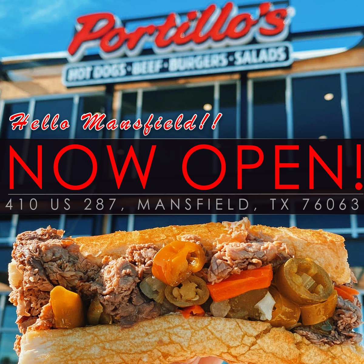 Falcon is excited to announce the opening of Portillo's in Mansfield!!!

📍410 US 287, Mansfield, Tx 76063

#NewOpening #CRE #Portillos #Falcon