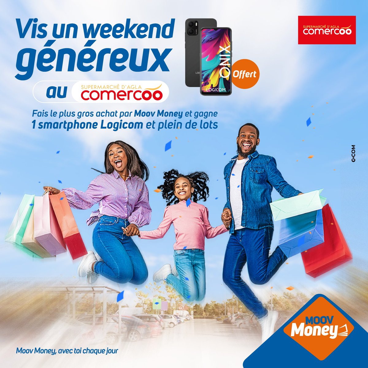 MoovMoneyBenin's tweet photo. Cette semaine, nous déposons nos valises à @comercoo pour encore + de générosité 😍 !

Pour vos achats ce week-end, réglez par Moov Money et tentez de remporter des goodies et un smartphone Logicom 🤩🥳 ! 

#MoovMoney
#AvecToiChaqueJour https://t.co/HozMyuKWfj
