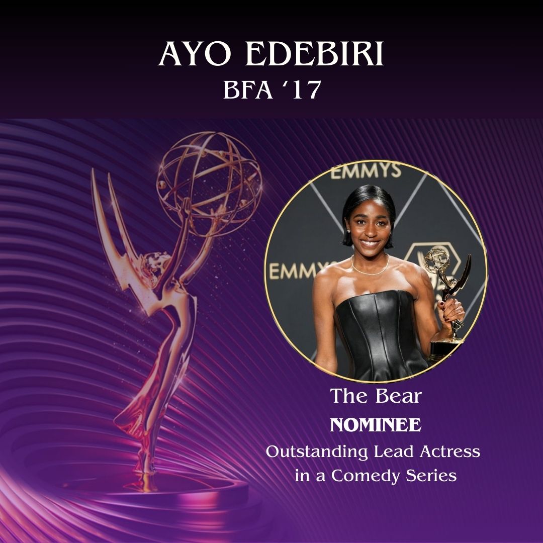 Congratulations to our DDW alums, Megan Callahan-Shah (BFA '08), Matthew Cesario (MFA '16), Jessica Conrad (BFA '07), Ayo Edebiri (BFA '17), Donald Glover (BFA '06), and Celeste Yim (MFA '20) on their recent 2024 Emmy nominations!