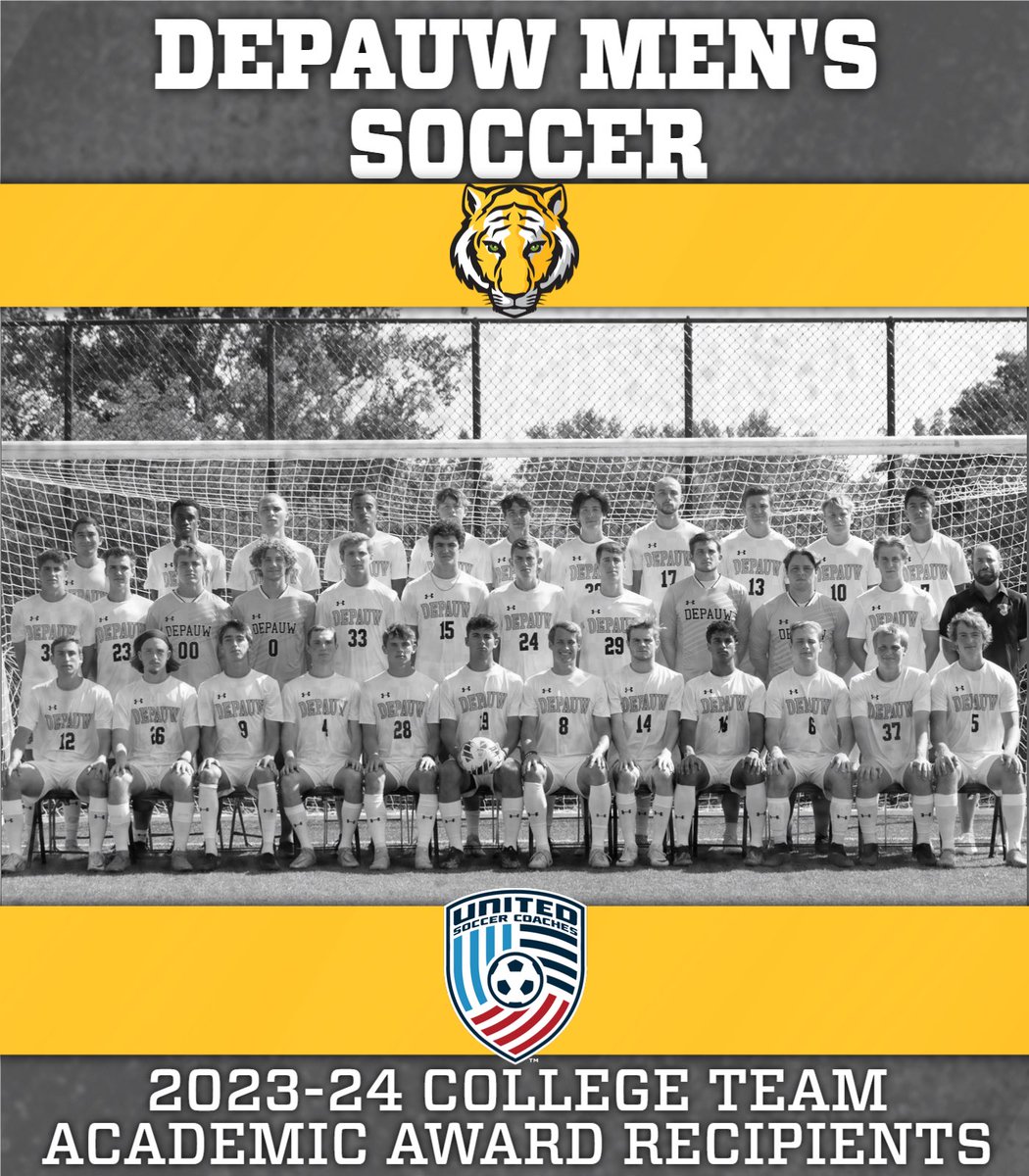DePauwAthletics's tweet photo. Congratulations to the men’s @DePauwSoccer for earning a @UnitedCoaches College Team Academic Award.
#TeamDePauw #d3soc #GoldWithin https://t.co/KYk4RbLS7X
