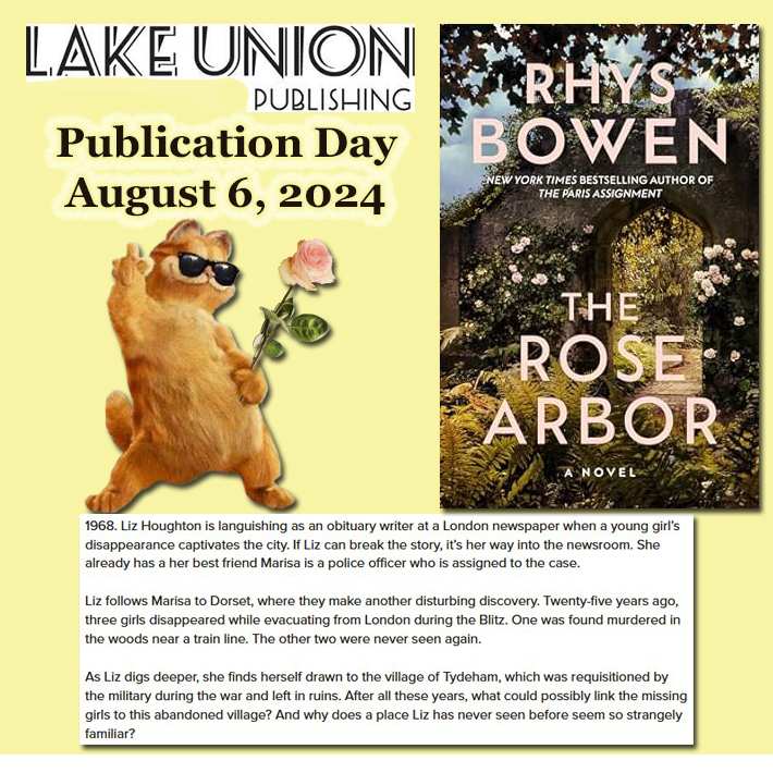fictionophile's tweet photo. Happy #PublicationDay to @Rhysbowen ! Her latest novel #TheRoseArbor is published today by @LUAuthors #LakeUnionPublishing #NewBook #AnticipatedRead #Fictionophile #booklovers #bookbloggers #RhysBowen https://t.co/xNZa17K5Z1
