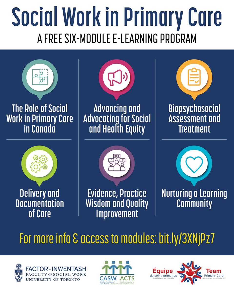Social Work in Primary Care is a six-module e-learning program created for social workers in primary care, and social work learners considering a future practice in primary care. Visit buff.ly/3LOw6w8 to learn more!