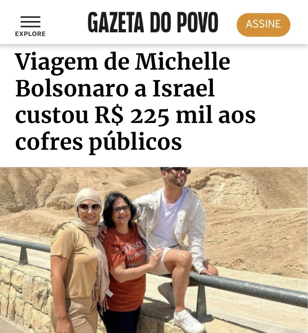 A imprensa que critica a viagem OFICIAL da Janja à Paris é a mesma que normalizou o brasileiro pagar pelo turismo da Micheque e seu maquiador à Israel