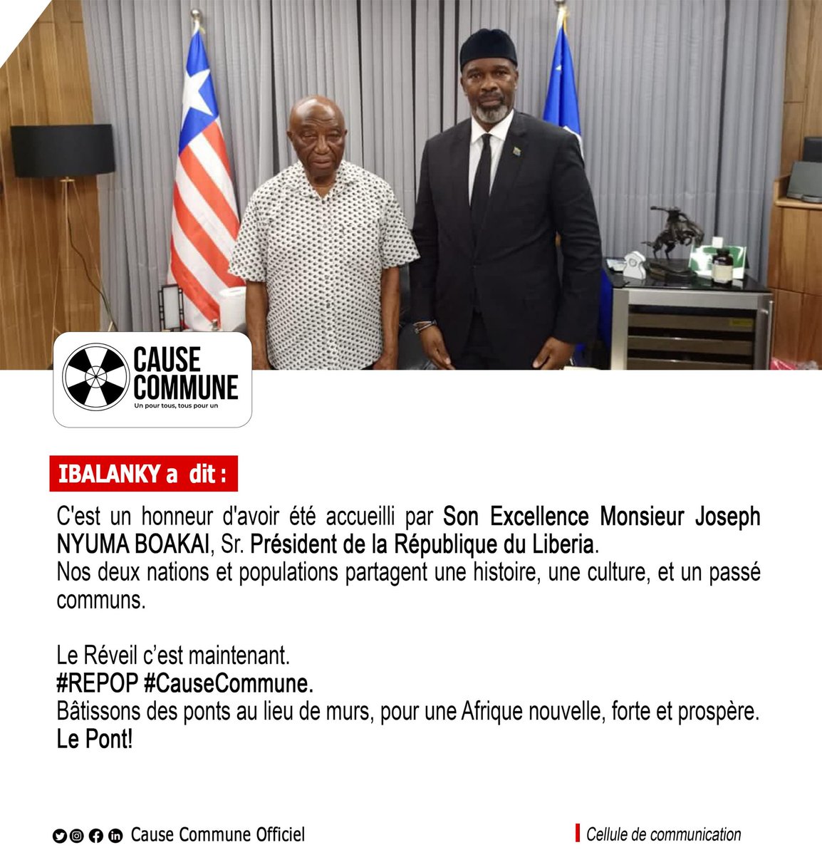 Cause_Commune23's tweet photo. #RDC
#PenséeDuJour_!
@cibalanky #a_dit !
#Rencontre_d'Etat !
📌 DIPLOMATIE !
#Celcom_CauseCommune ! https://t.co/poV8d5J2Wq