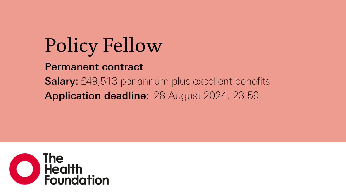We're looking for a Policy Fellow to work on NHS reform, exploring the role of national policy levers in achieving the ambitions set by policymakers.

Find out more and apply by 28 August ⬇️
lde.tbe.taleo.net/lde01/ats/care…