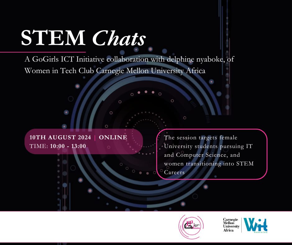 #SSOX Get ready for #STEM chats with <a href="/delphinenyabo12/">delphine nyaboke</a>, president <a href="/CMUAfricaWiT/">WiT Club CMU-Africa</a> on Saturday, August 10th, 2024, at 10 a.m. She'll share insights on excelling in STEM. 

Fill in this form to get the meeting invitation: docs.google.com/forms/d/e/1FAI….
#WomenInTech #InspiringInclusion