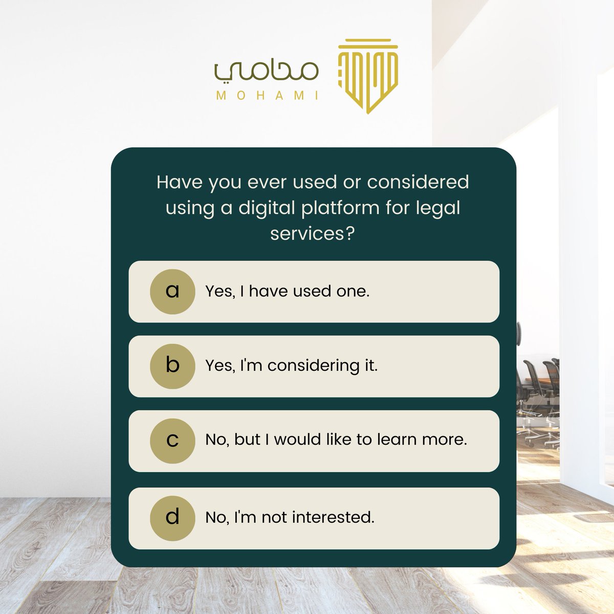 Mohami_sa's tweet photo. Joing Digital with Legal Services
Have you taken the leap to online legal platforms?
Share your thoughts !!
Join the conversation on modernizing legal services! 

#LegalTech #DigitalTransformation #LegalSolutions https://t.co/RanXdq1nnf