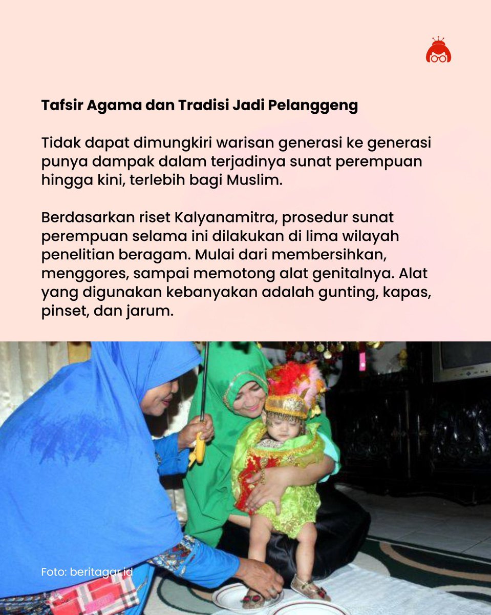konde_co's tweet photo. Ada kabar baik untuk perempuan! Pemerintah melarang praktik sunat perempuan atau pemotongan dan pelukaan genitalia (P2GP) pada bayi, balita, dan anak prasekolah melalui PP Kesehatan No. 28/2024. 

Langkah ini penting di tengah budaya yang meresahkan, dengan mitos yang sulit diberantas. Pemerintah juga berkomitmen pada edukasi kesehatan reproduksi berbasis usia sejak dini.

#SunatPerempuan #PPKesehatan