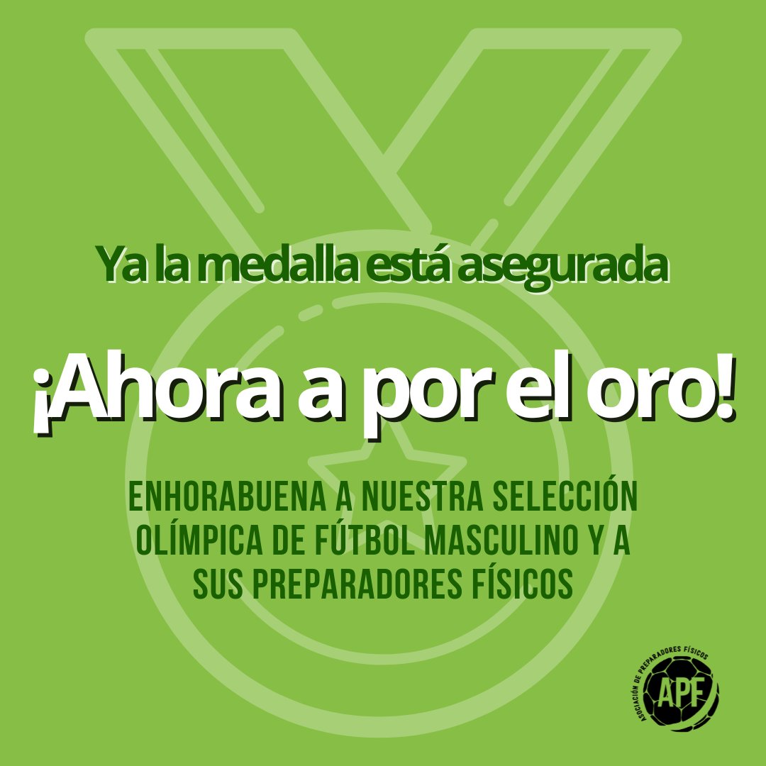 ¡Estamos orgullosos!

La APF felicita a nuestra selección de fútbol masculina y a sus incansables preparadores físicos, por llegar a la final olímpica y asegurarse una medalla🥇en #Paris2024.

¡Vamos con todo a por el oro! ¡El sueño está al alcance! 💪⚽️

#VamosConTodo