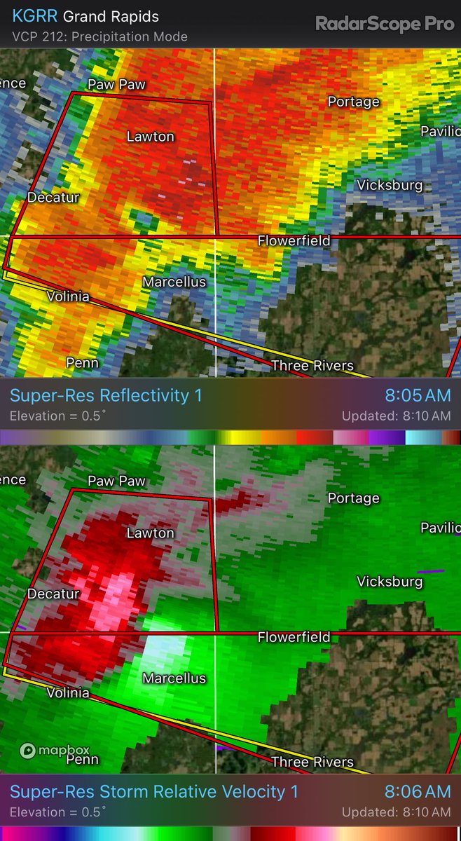 Check out the BWER associated with the tornado warned supercell in southwest Michigan this morning. Beast mode. #miwx #inwx #weather #tornado