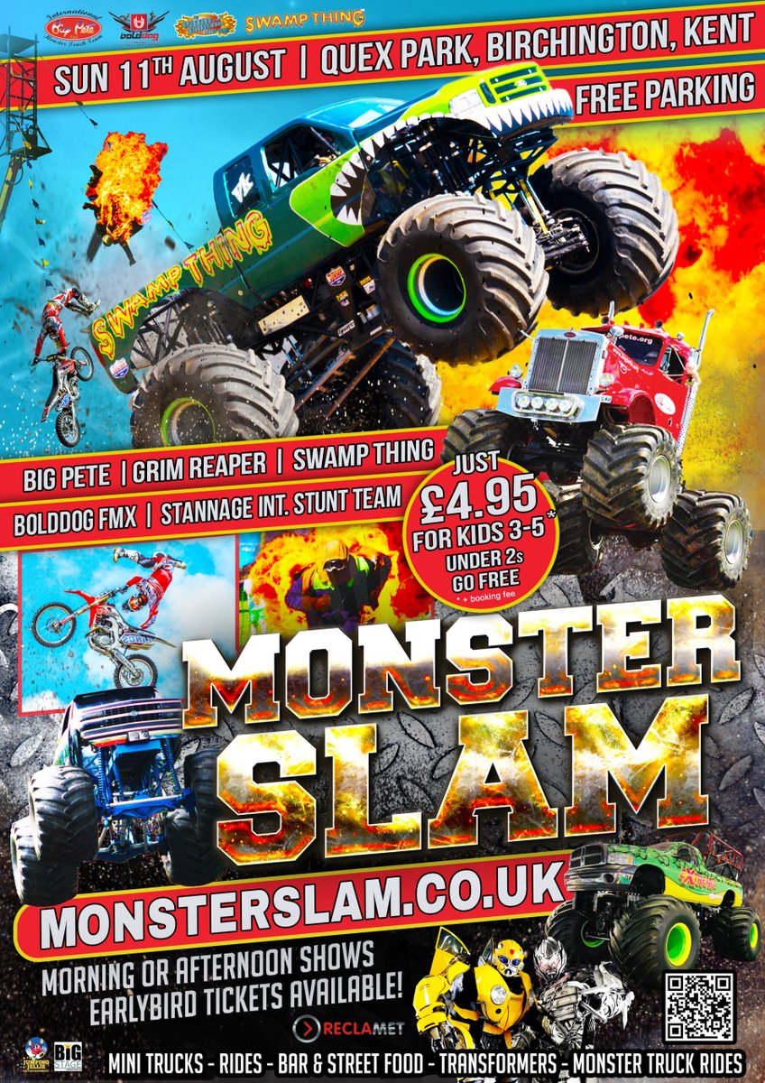 Get ready for Monster Slam 2024!

Quex Park, Birchington, on Sunday, 11th August 2024 for a day of mind-blowing metal-mashing fun that you won't want to miss!

bigwow.uk/.../monster-sl…
#monsterslam #quexpark #whatsoninkent #whatson