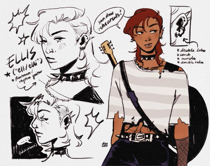 [ ocs ] spreads of my band ocs so far :] 🎸🎧📼 