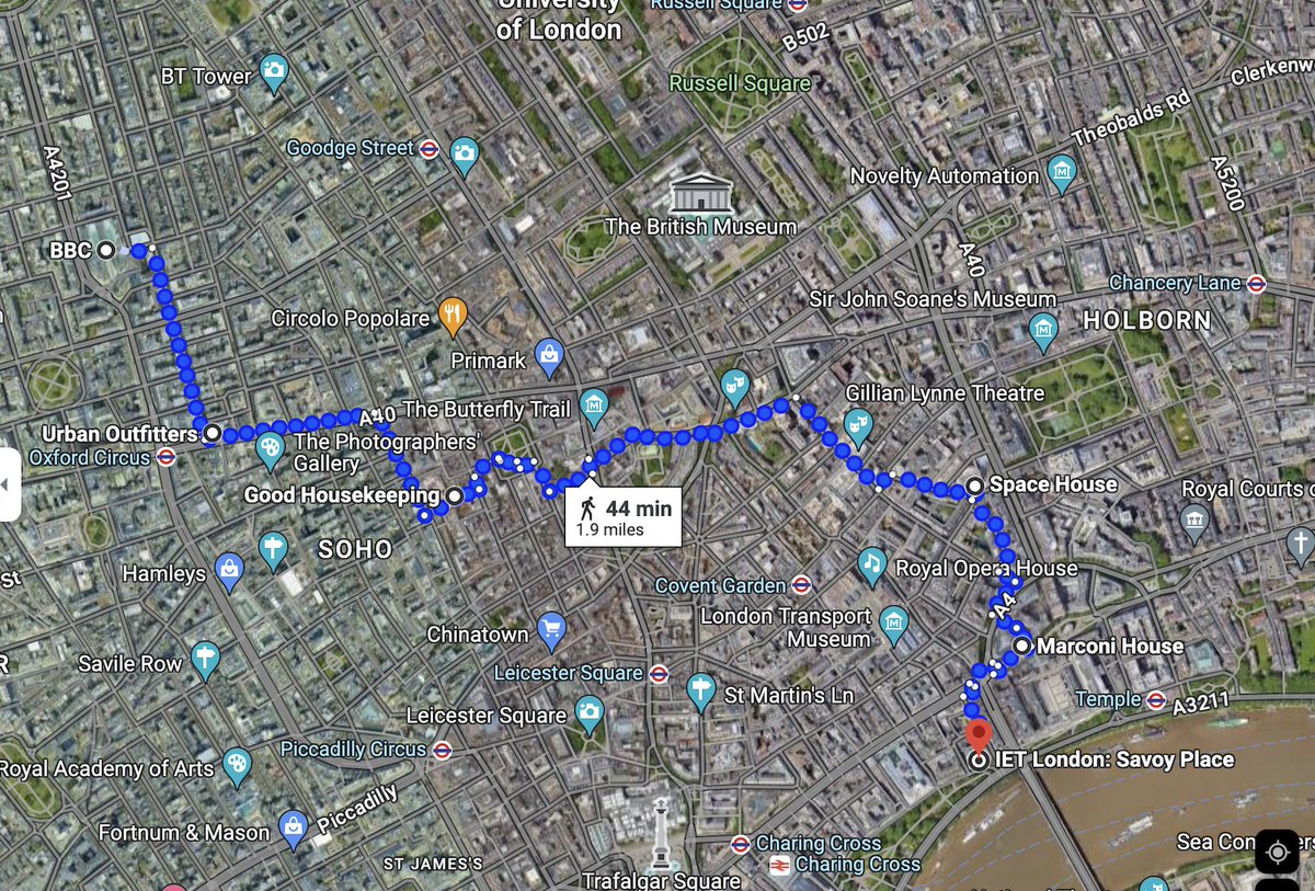 This Sat 4pm-5:30pm, join me for a walking tour of BBC/pre-BBC sites.
We start at All Souls Langham Place.
We end at The Savoy Tap pub. 
2 miles, £PWYW
Email paul at paulkerensa dotcom to register.
Tell all who like broadcasting, history, walking or unpredictable weather.