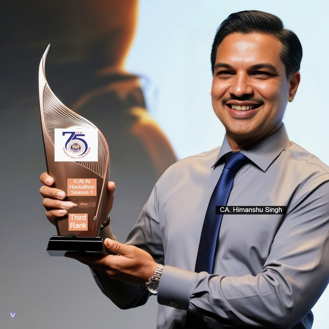 AIinICAI's tweet image. 🌟 Big applause to CA. Himashu Singh, the 3rd place winner of AI Hackathon Season 1! 🥉 His digital avatar highlights the impressive skills and perseverance that led to this success. Keep up the amazing work! 🚀 #AIHackathon #Innovation #AI #Winner #AIinICAI #ICAI