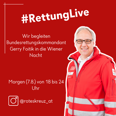 MargitDraxl's tweet photo. Wusstet ihr, dass 75.000 Freiwillige, davon 40.000 im Rettungsdienst, für das Rote Kreuz im Einsatz sind? Bundesrettungskommandant Gerry Foitik fährt regelmäßig als Freiwilliger mit. Wir begleiten ihn dabei morgen in die Wiener Nacht. @roteskreuzat @GFoi #RettungLive #Thread /1 https://t.co/J7r9tmudZ4