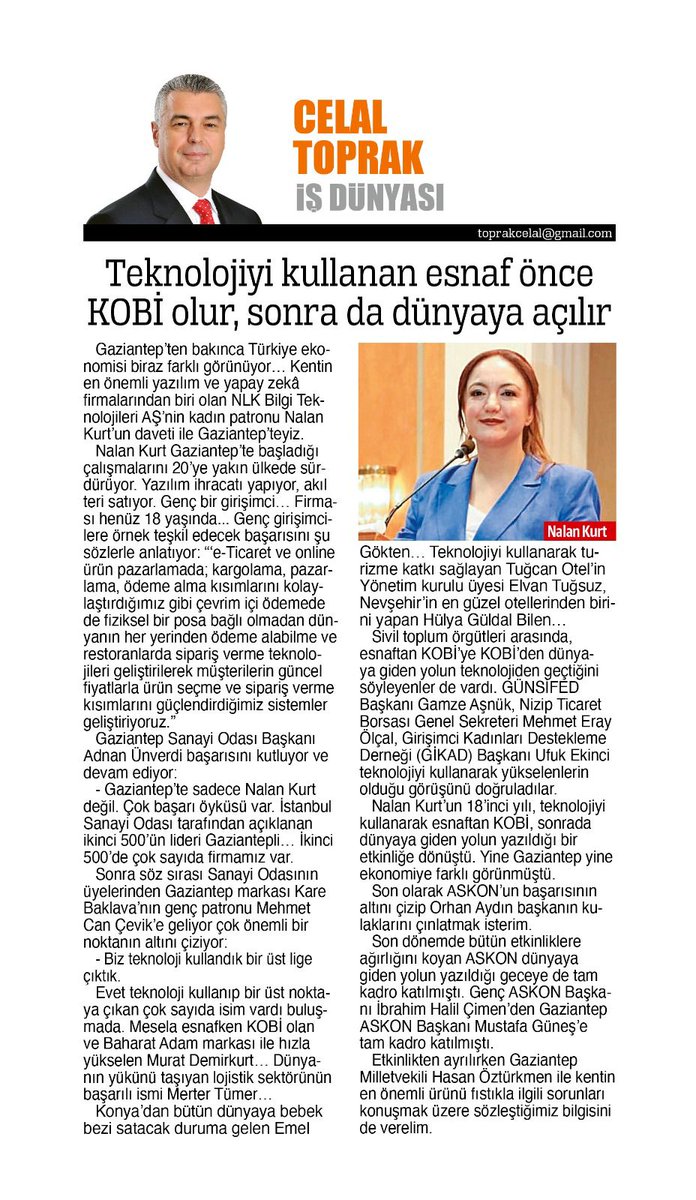 Elif Aşlamacı Attepe (@attepeelif) on Twitter photo Teknolojiyi kullanan esnaf önce kobi olur sonra da dünyaya açılır ⬇️👍
turkiyegazetesi.com.tr/kose-yazilari/…
<a href="/nlksoftware/">nlksoft</a> <a href="/nalankurt/">Nalan E. Kurt</a> <a href="/CelalToprak1/">Celal Toprak</a> <a href="/AdnanUnverdi/">Adnan Unverdi</a> <a href="/guvenilirurun/">Güvenilir Ürün</a> Teknolojiyi kullanan esnaf önce kobi olur sonra da dünyaya açılır ⬇️👍
turkiyegazetesi.com.tr/kose-yazilari/…
<a href="/nlksoftware/">nlksoft</a> <a href="/nalankurt/">Nalan E. Kurt</a> <a href="/CelalToprak1/">Celal Toprak</a> <a href="/AdnanUnverdi/">Adnan Unverdi</a> <a href="/guvenilirurun/">Güvenilir Ürün</a>