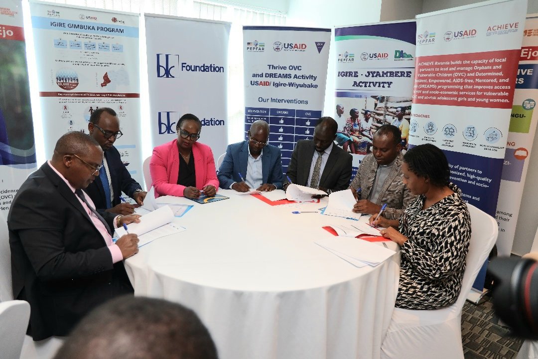CaritasRwanda's tweet photo. An MOU was signed this 06/08/2024 between @BKFoundation_ and the #Igire Implementing Partners at @UbumweGdeHotel, marking a significant partnership in supporting 200 youth from #OVC & #DREAMS supported districts to poursuit #TVET program throughout 2027. @PEPFAR @USAIDRwanda https://t.co/wuiceqdceT