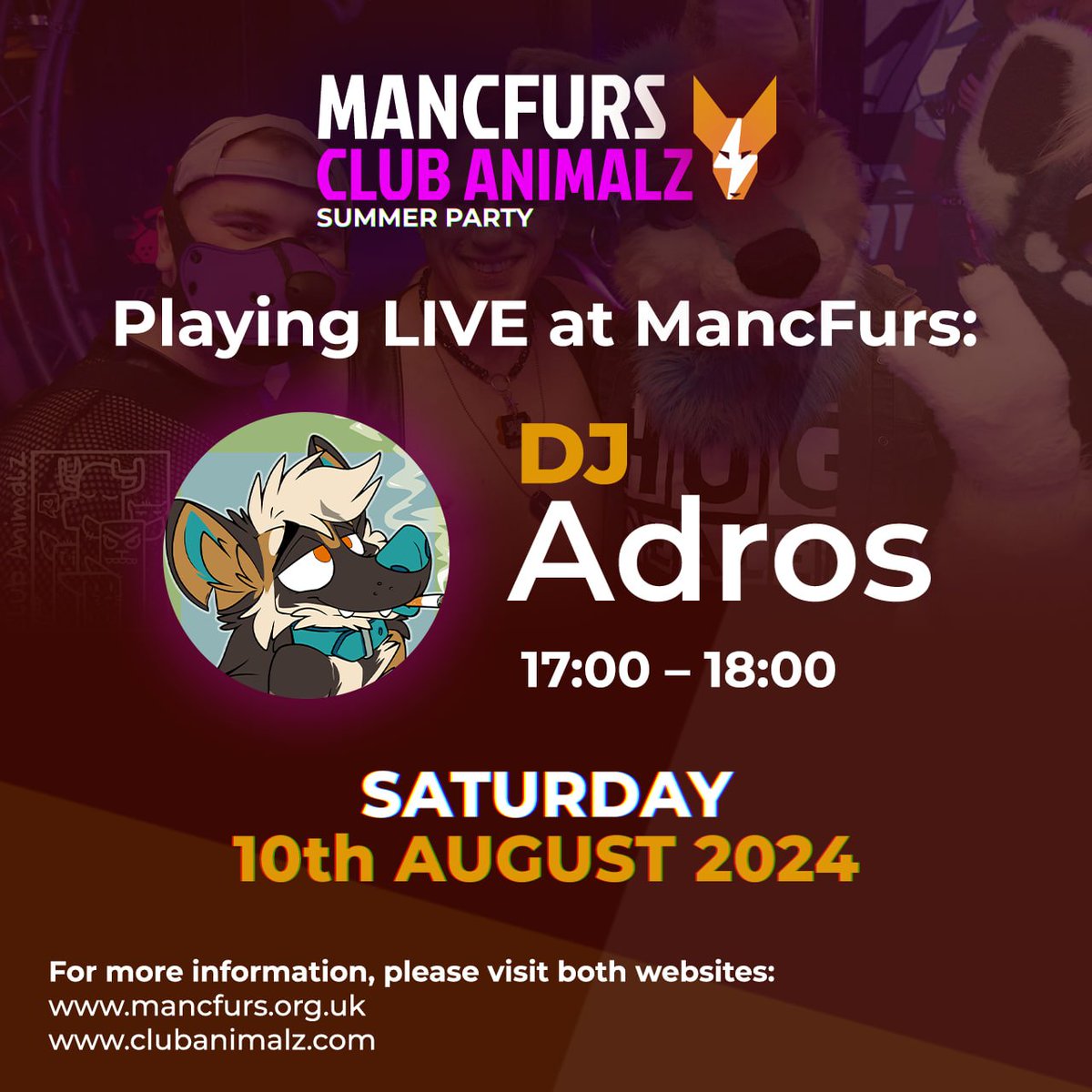 We're so back! (thanks Twitter 🙄)

Here's the full DJ line-up for this weekend's MancFurs x Animalz Summer Party! 🎧🎚️

<a href="/Beautyofthebass/">BeautyoftheBass</a> , @Kayla_Husky and <a href="/kiwi_calling/">Adros</a> all playing LIVE at MancFurs 🙌