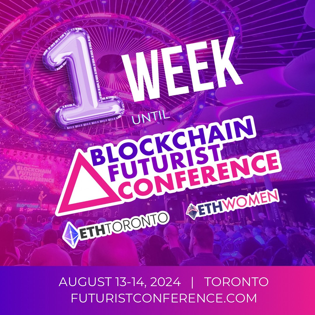 🚀 FUTURIST CONFERENCE IS NEXT WEEK 🚀
🇨🇦 Canada's Largest Web3 and AI Event 🇨🇦

🏟 August 13-14, 2024 in Toronto 
🪐 7,000+ Attendees, 200+ Speakers, 100+ Media 
🤖 Crypto, Blockchain, DeFi, GameFi, AI &amp; more..
🎟 Tickets are closing soon! 

👉 FuturistConference.com