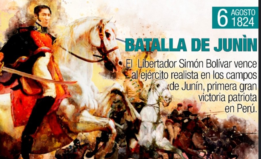 marco_padovani's tweet photo. 6/Ago 1824 A 200 años de la Batalla de Junín, en la pampa peruana, cerca del Lago Junín, fue una estrategia de El Libertador Simón Bolívar para liberar el Perú del yugo español

Combate decisivo en la Independencia Suramericana!

#LoQueDigaNicolás🇻🇪

@NicolasMaduro
@TellecheaRuiz https://t.co/AUFKzAMYBF