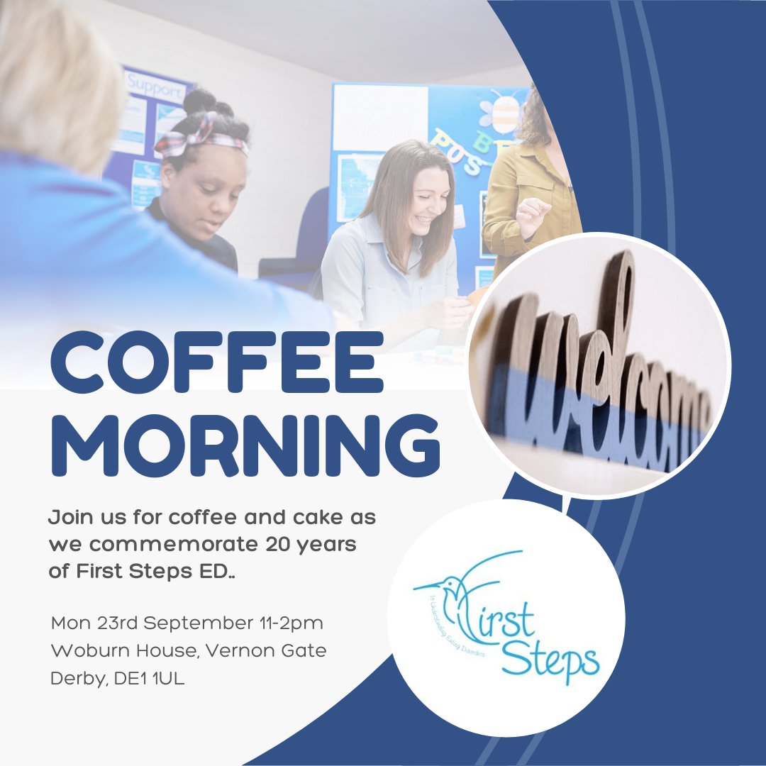 Join us for this exciting opportunity for businesses, stakeholders, and individuals to meet the First Steps ED team and come together in the community💙

⏰ Mon 23rd September 11-2 pm
📍 Woburn House, Vernon Gate, Derby, DE1 1UL