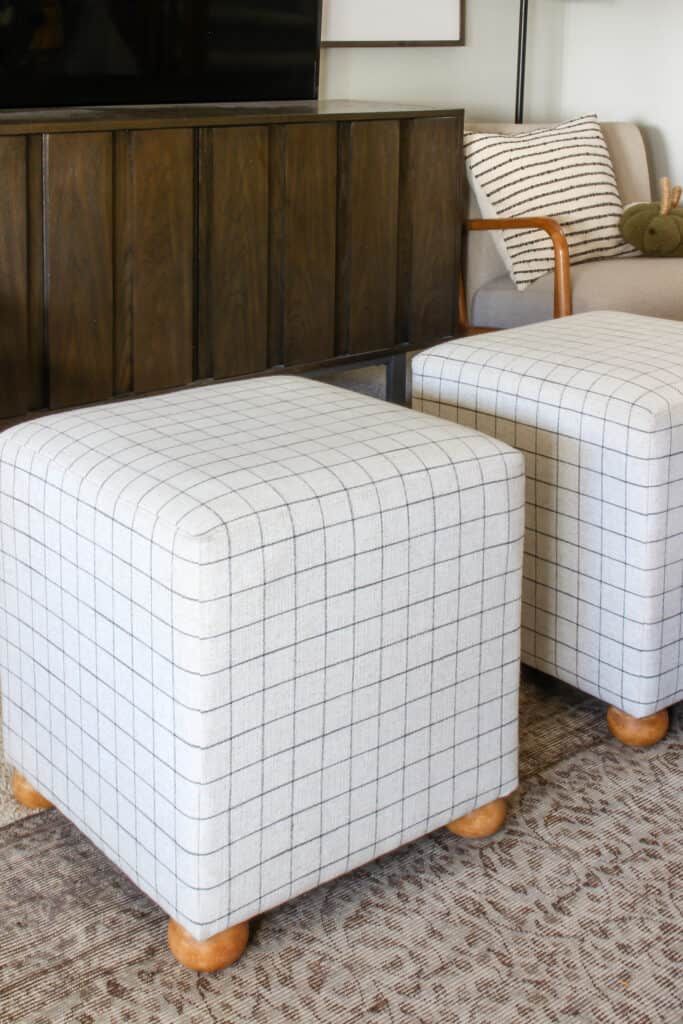inspirationfor's tweet image. I starting researching to see if I could recreate the look for way less. And you guessed it – I totally could! Come see how I did it: bit.ly/4etjl76 #diytutorial #lookforless #ottoman #homedecor