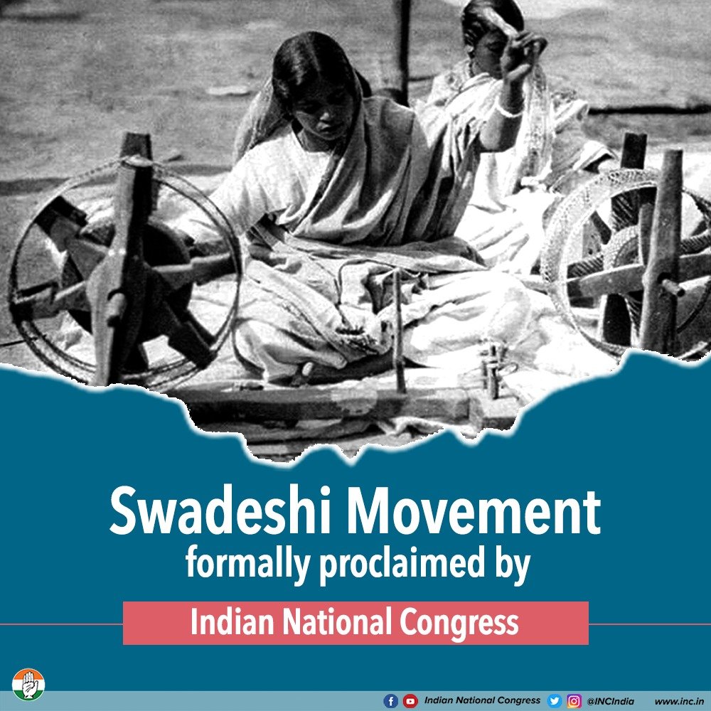 INCIndia's tweet photo. On this day, the INC launched the Swadeshi movement at Calcutta Town Hall, igniting a nationalistic fervour that fuelled India's freedom struggle! 

The Swadeshi movement became the "soul of Swaraj" &amp; a pivotal moment in India's journey to independence. https://t.co/pYbmIwSN9J