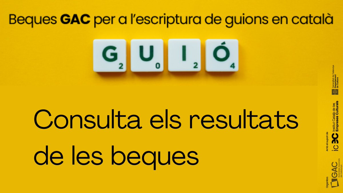 Ja tenim els 54 projectes seleccionats de la 2ª edició de #BequesGAC a l'escriptura de guió!   

👉Consulteu el llistat: bit.ly/BequesGAC

Enhorabona a tots i totes!