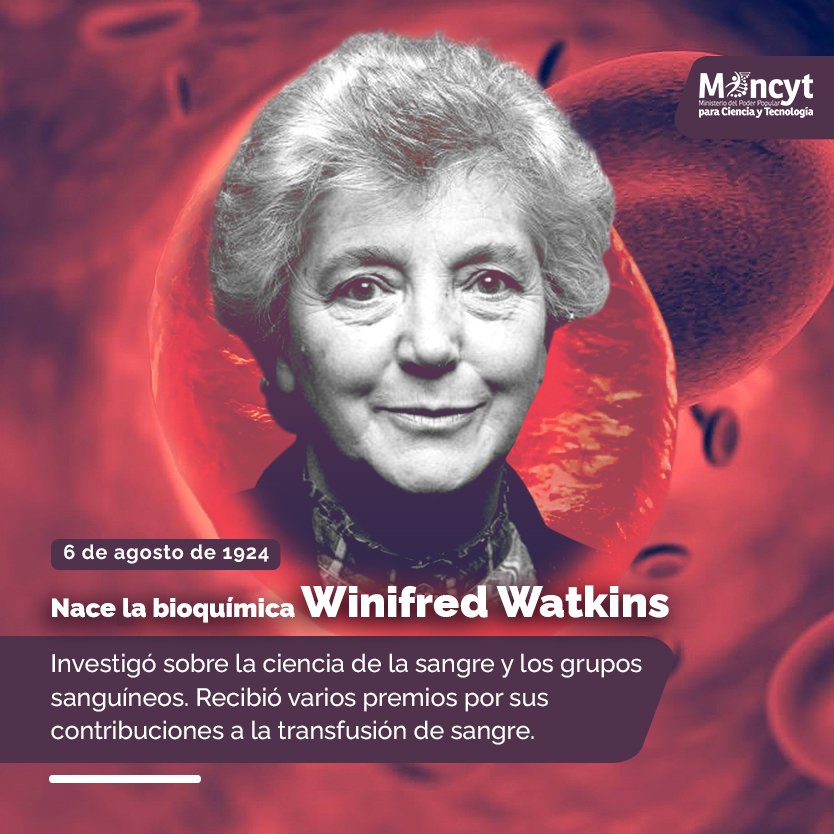 Mincyt_VE's tweet photo. #Efemérides | #6Ago Nace la bioquímica, Winifred Watkins 🩸

#LoQueDigaNicolás https://t.co/kMShZJSvcb