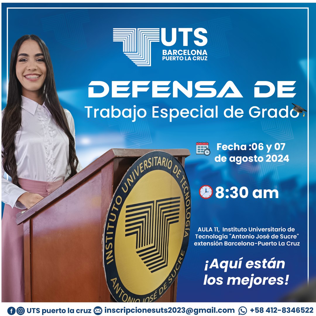 UTSBarcelona's tweet photo. Estudiantes  de diferentes carreras cumplirán el último requisito para culminar su  carrera, la Defensa de Trabajo Especial de Grado.

Ellos están más cerca de convertirse en profesionales.

 ¡Aquí están los mejores! https://t.co/tT7dKpxA3s