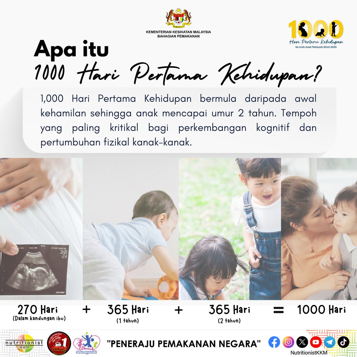 BhgPemakananKKM's tweet photo. APA ITU 1000 HARI PERTAMA KEHIDUPAN?

Tempoh 1 000 hari pertama kehidupan kanak-kanak adalah bermula daripada hari pertama seorang wanita itu hamil sehingga hari ulang tahun kedua kelahiran anak.

Penjagaan pemakanan dan kesihatan yang sempurna dalam tempoh ini akan memastikan https://t.co/cKXrteWhPV
