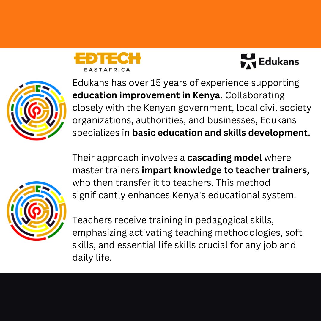 EdTechEAfrica's tweet image. #OrgSpotlight Celebrating Teachers: @EdukansKenya has +15 yrs. of experience supporting the improvement of education in Kenya with the Kenyan government, local civil society organizations, local authorities, and businesses. #FoundationalLearning #CollectiveAction  #EdTechCAGoal4