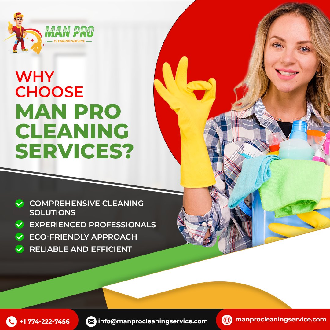 Choose Man Pro Cleaning Services for comprehensive solutions, experienced professionals, an eco-friendly approach, and reliable efficiency. 
Visit- manprocleaningservice.com
#CleaningSolutions #ExperiencedProfessionals #EcoFriendly #ReliableCleaning #EfficientService