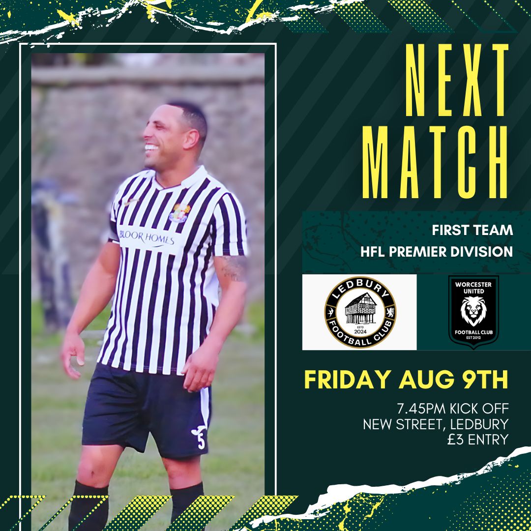 ➡️ FRIDAY: Our new league season begins. A new manager. A new look team. We can't wait!

🍻 Bar open 6.30pm
🍔 Hot food available
🎟 £3 entry. All gate money being donated to Herefordshire Headway
❤ We'll be remembering our beloved Jill Boyle

We'd love your support.
#OneTown