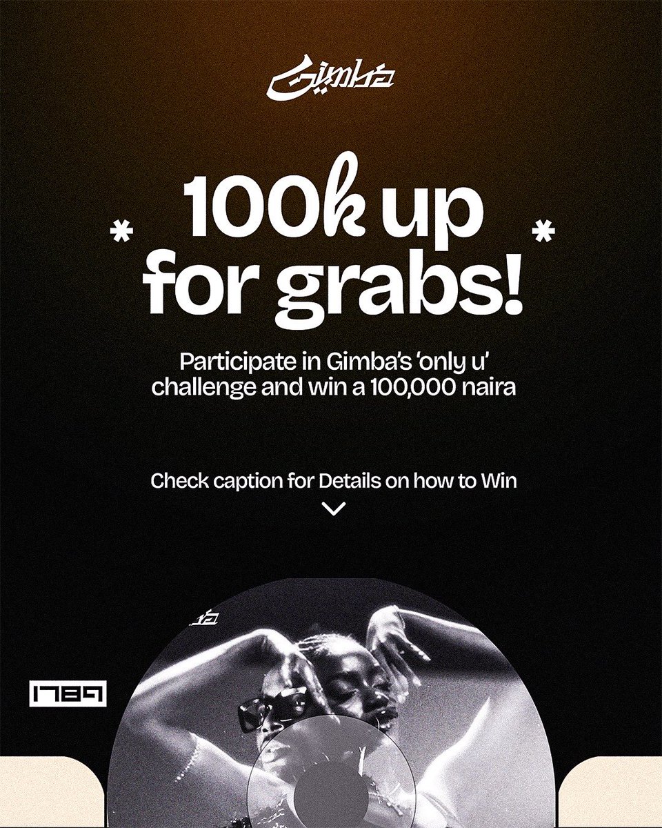 1789musictech's tweet image. Less than a week ago, Gimba recently dropped his first single “only u”. 
Celebrate the release by joining the #OnlyU challenge for a chance to win 100,000 Naira!

How to enter:

•Create a captivating video of yourself vibing to “only u”

1/2