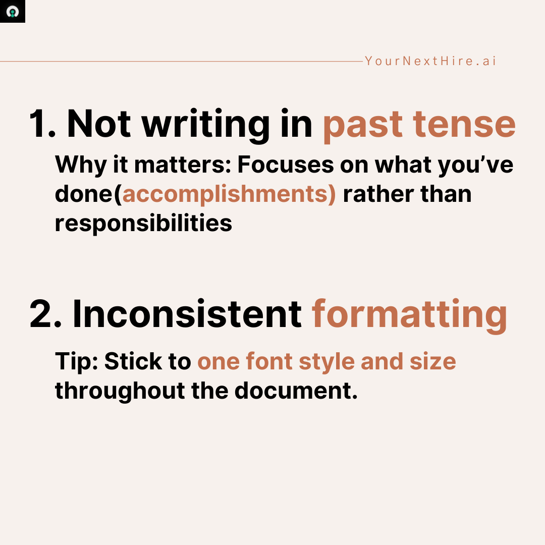 yournexthire_ai's tweet photo. Save your Resume from being instantly left-swiped.

5 (Small) mistakes to avoid at all costs!

#resume #hiring #recruitment https://t.co/C8wFBIzw6U